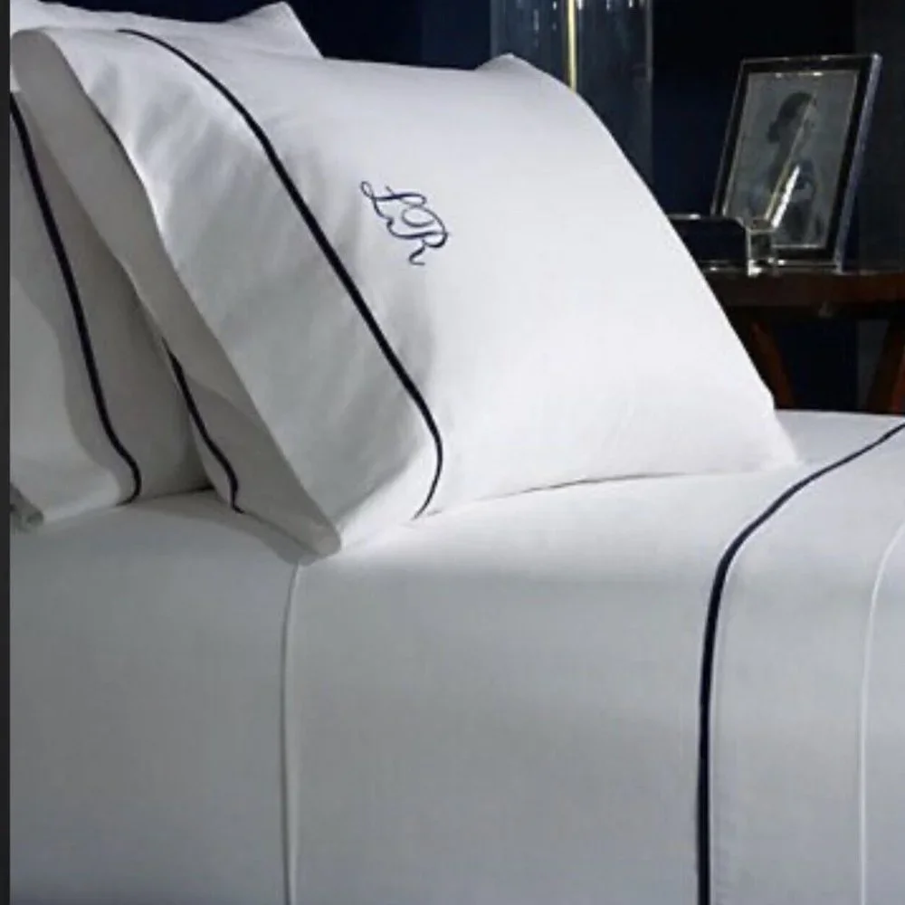 Ralph Lauren Palmer Percale King Duvet Cover Flat Sheet Pillowcases in Polo Navy